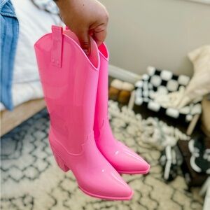 Rain Boots Pink Cowgirl